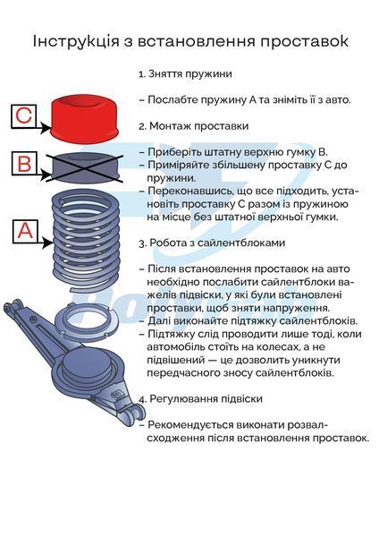 Проставки задні на верх пружини поліуретанові Chrysler 300C (I) LX/LE (2004-2011) 30 мм 29002R30-CHR01 фото